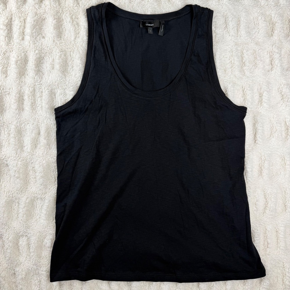 Theory Akesi NPT Neo Slub Black Pima Cotton Tank Top Large 1024510R
